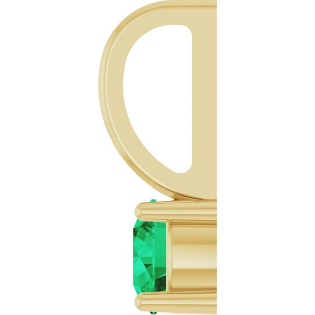 14K Gold Round Emerald Solitaire Pendant - Yellow Gold - view 9