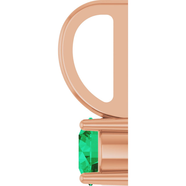14K Gold Round Emerald Solitaire Pendant - Rose Gold - view 9
