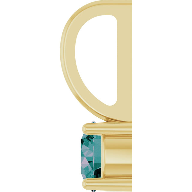 14K Gold Round Alexandrite Solitaire Pendant - Yellow Gold - view 9