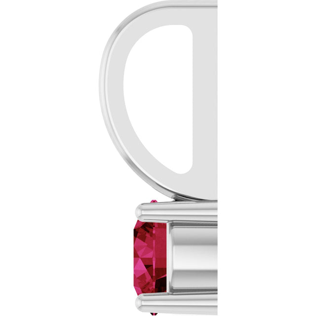 14K Gold Round Lab-Grown Ruby Solitaire Pendant - White Gold - view 9