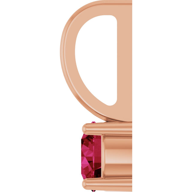14K Gold Round Lab-Grown Ruby Solitaire Pendant - Rose Gold - view 9