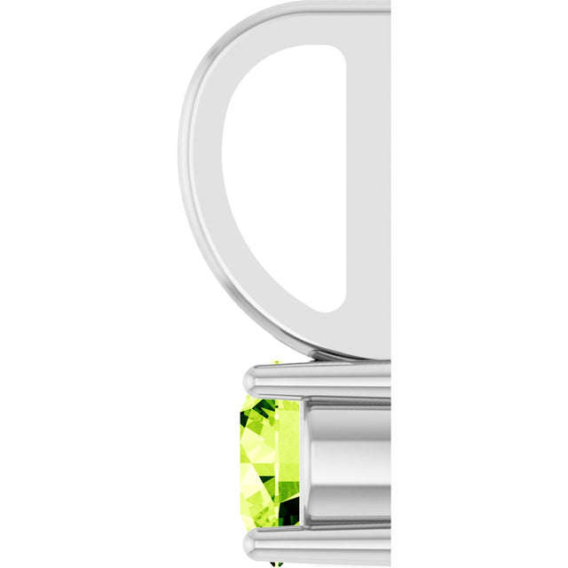 14K Gold Round Peridot Solitaire Pendant - White Gold - view 9