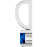 14K Gold Round Blue Sapphire Solitaire Pendant - White Gold - view 9