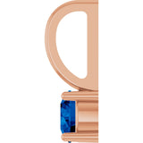 14K Gold Round Blue Sapphire Solitaire Pendant - Rose Gold - view 9
