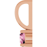 14K Gold Round Pink Tourmaline Solitaire Pendant - Rose Gold - view 9