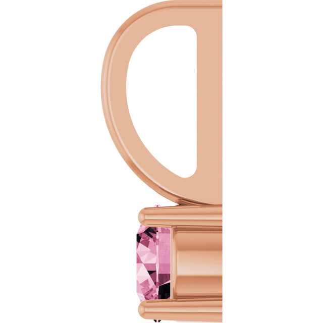 14K Gold Round Pink Tourmaline Solitaire Pendant - Rose Gold - view 9