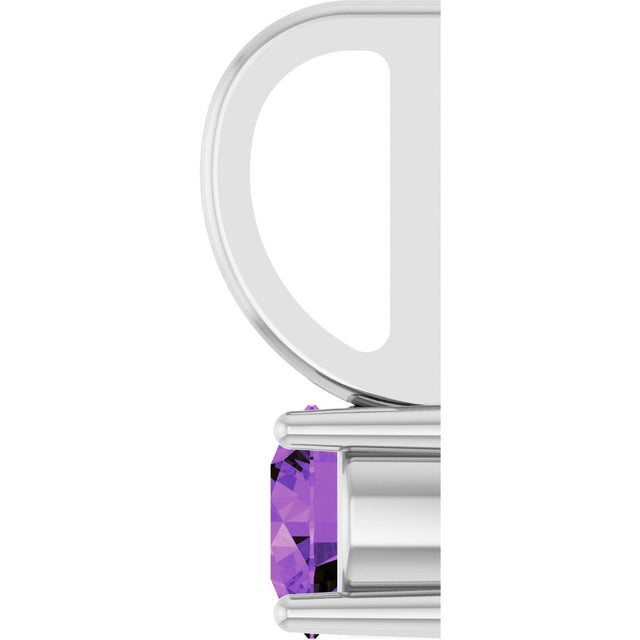 Platinum Round Amethyst Solitaire Pendant - view 9