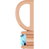 14K Gold Round Aquamarine Solitaire Pendant - Rose Gold - view 9