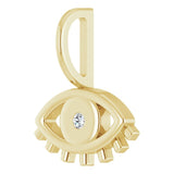 14K Gold Round Natural Diamond Accented Evil Eye Pendant - Yellow Gold - view 5