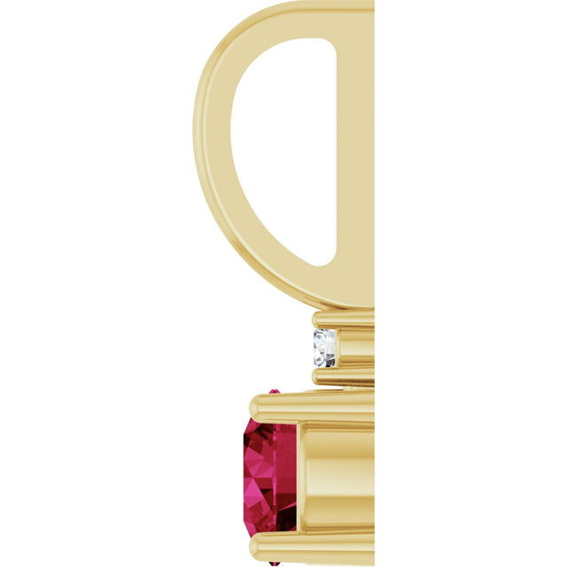 14K Gold Round Lab-Grown Ruby Accented Pendant – up to 0.015 CTW - Yellow Gold - view 9