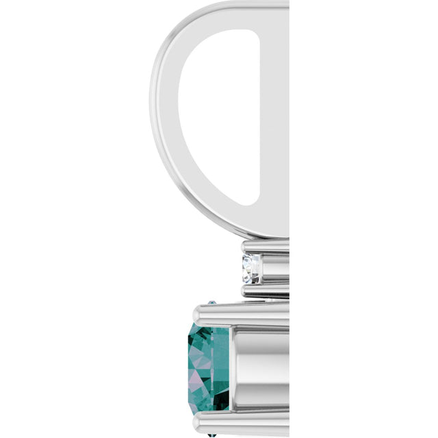 Platinum Round Lab-Grown Alexandrite Accented Pendant - view 11