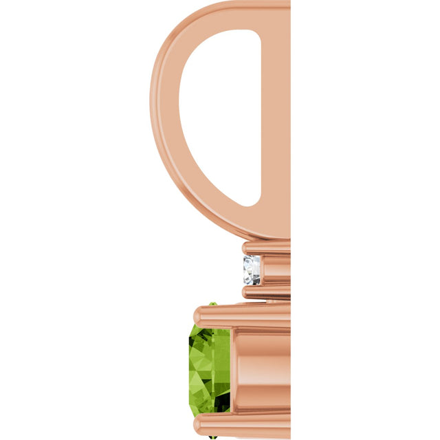 14K Gold Round Natural Peridot Accented Pendant - Rose Gold - view 11