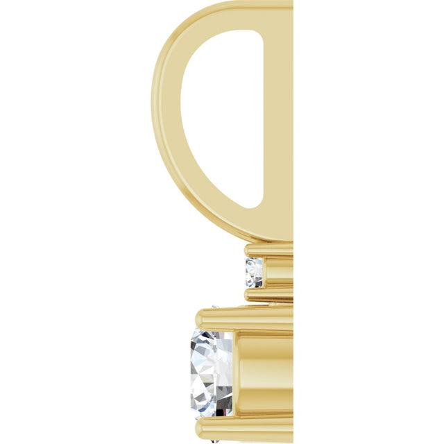 14K Gold Round Natural White Sapphire Accented Pendant - Yellow Gold - view 9