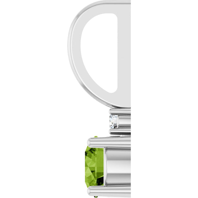 Platinum Round Natural Peridot Accented Pendant - view 11