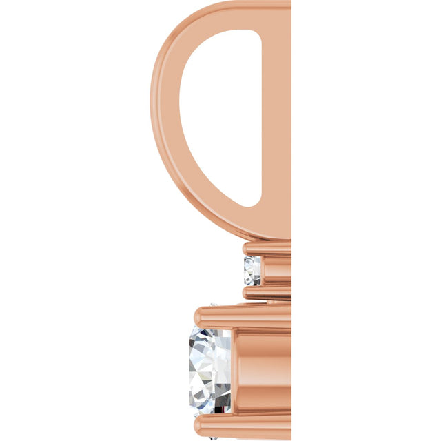 14K Gold Round Natural White Sapphire Accented Pendant - Rose Gold - view 11