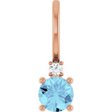 14K Gold Round Natural Aquamarine Accented Pendant - Rose Gold - view 9