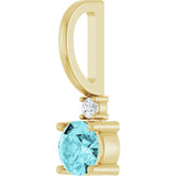 14K Gold Round Natural Blue Zircon Accented Pendant - Yellow Gold - view 8
