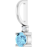14K Gold Round Natural Aquamarine Accented Pendant - White Gold - view 8