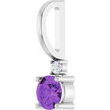 Platinum Round Natural Amethyst Accented Pendant - view 10