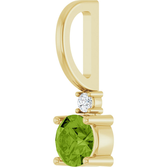 14K Gold Round Natural Peridot Accented Pendant - Yellow Gold - view 8