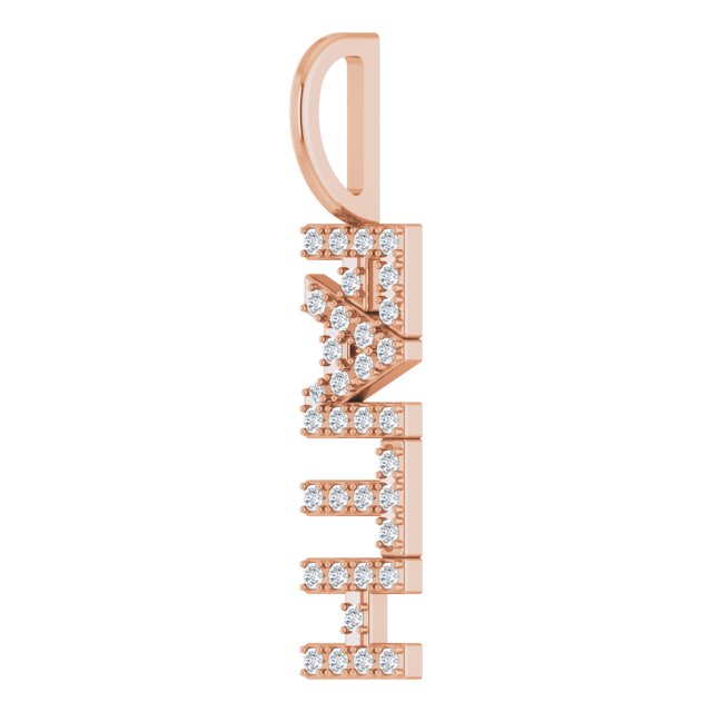 14K Gold Round Natural Diamond Faith Pendant - Rose Gold - view 8