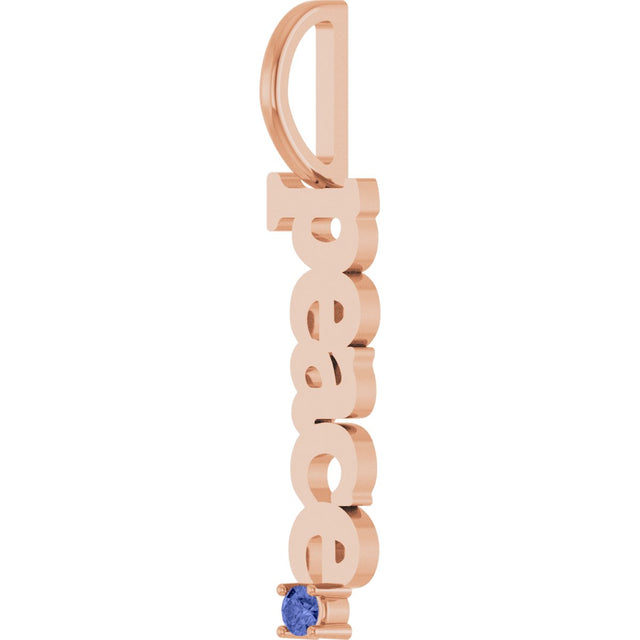 14K Gold Round Natural Tanzanite Peace Pendant - Rose Gold - view 5