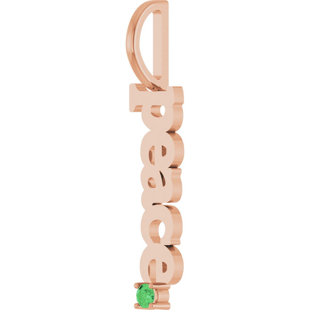 14K Gold Round Natural Tsavorite Garnet Peace Pendant - Rose Gold - view 5