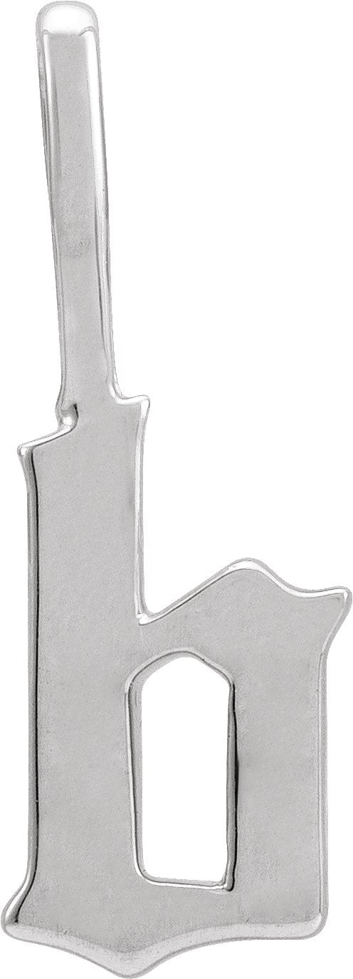 14K Gold Initial B Gothic Pendant - White Gold - view 3