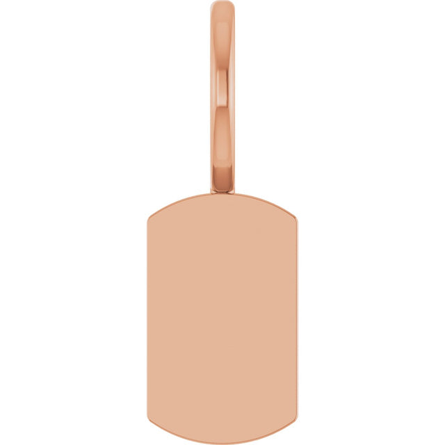 14K Gold Engravable Dog Tag Pendant - Rose Gold