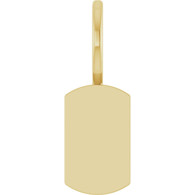 14K Gold Engravable Dog Tag Pendant - Yellow Gold