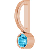 14K Gold Round Natural Aquamarine Bezel-Set Solitaire Pendant - Rose Gold - view 8