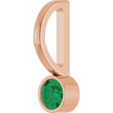 14K Gold Round Natural Emerald Bezel-Set Solitaire Pendant - Rose Gold - view 8