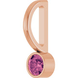 14K Gold Round Natural Pink Tourmaline Bezel-Set Solitaire Pendant - Rose Gold - view 8