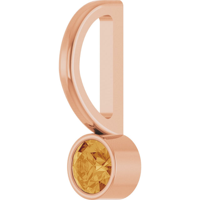 14K Gold Round Natural Citrine Bezel-Set Solitaire Pendant - Rose Gold - view 8