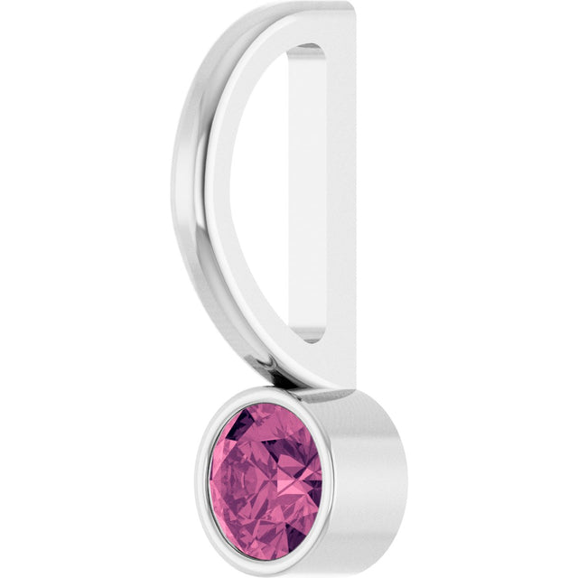 Platinum Round Natural Pink Tourmaline Bezel-Set Solitaire Pendant - view 8
