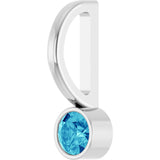 Platinum Round Natural Blue Zircon Bezel-Set Solitaire Pendant - view 8