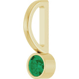 14K Gold Round Lab-Grown Emerald Bezel-Set Solitaire Pendant - Yellow Gold - view 8