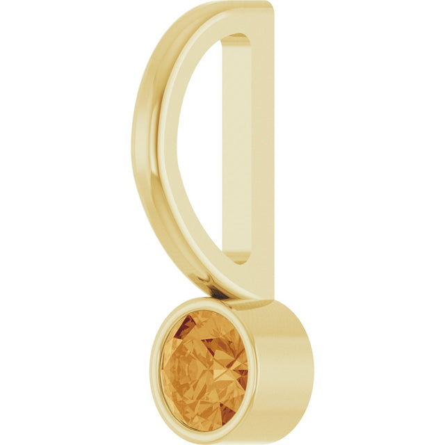 14K Gold Round Natural Citrine Bezel-Set Solitaire Pendant - Yellow Gold - view 8
