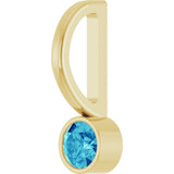 14K Gold Round Natural Blue Zircon Bezel-Set Solitaire Pendant - Yellow Gold - view 8