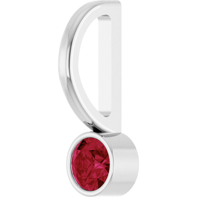 14K Gold Round Natural Ruby Bezel-Set Solitaire Pendant - White Gold - view 8