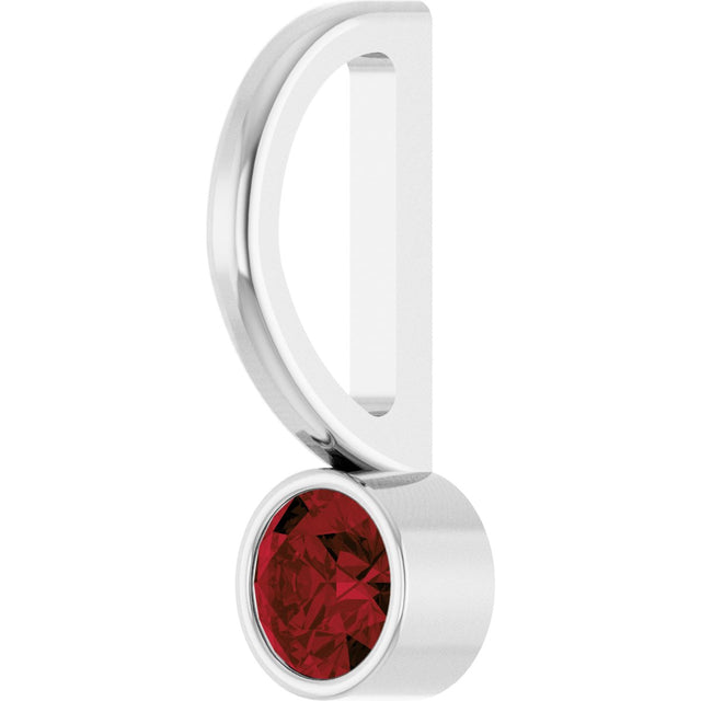 14K Gold Round Natural Mozambique Garnet Bezel-Set Solitaire Pendant - White Gold - view 8