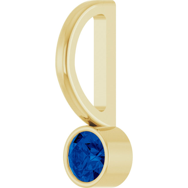 14K Gold Round Natural Blue Sapphire Bezel-Set Solitaire Pendant - Yellow Gold - view 8
