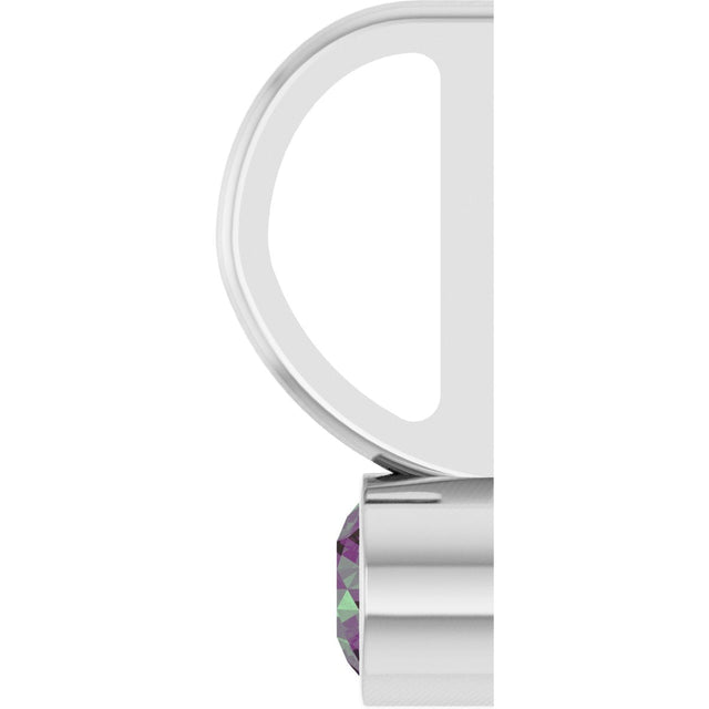 14K Gold Round Lab-Grown Alexandrite Bezel-Set Solitaire Pendant - White Gold - view 9