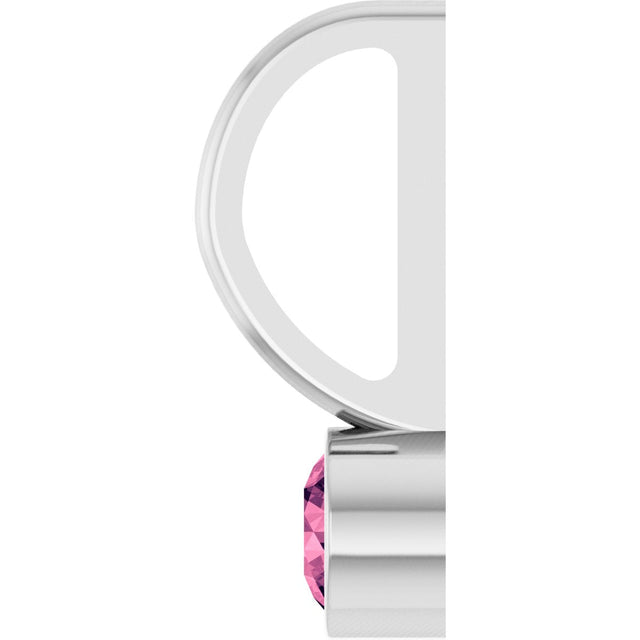 14K Gold Round Natural Pink Tourmaline Bezel-Set Solitaire Pendant - White Gold - view 9