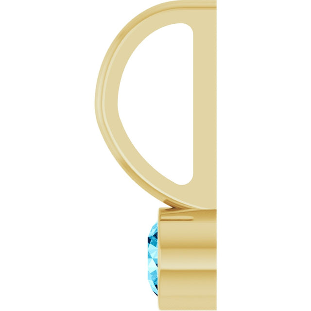 14K Gold Round Natural Aquamarine Bezel-Set Solitaire Pendant - Yellow Gold - view 9