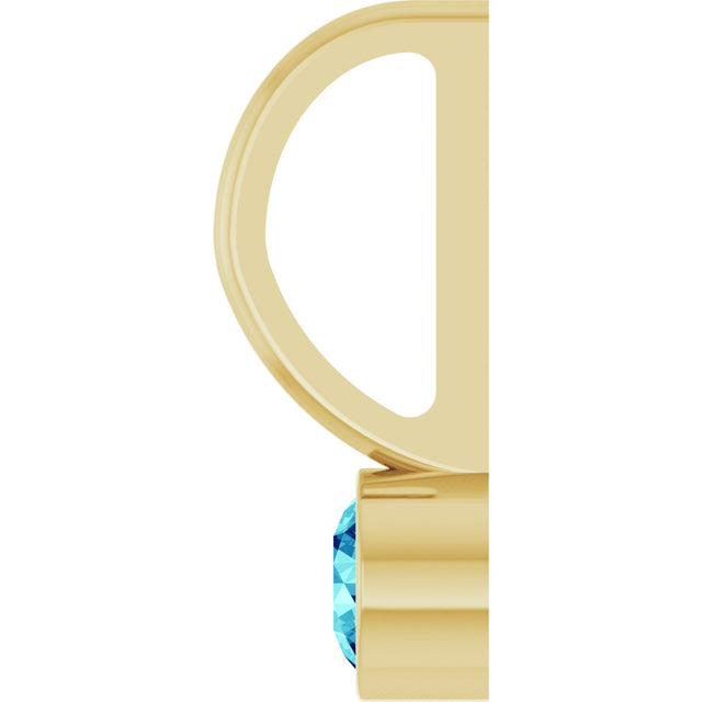 14K Gold Round Natural Blue Zircon Bezel-Set Solitaire Pendant - Yellow Gold - view 9