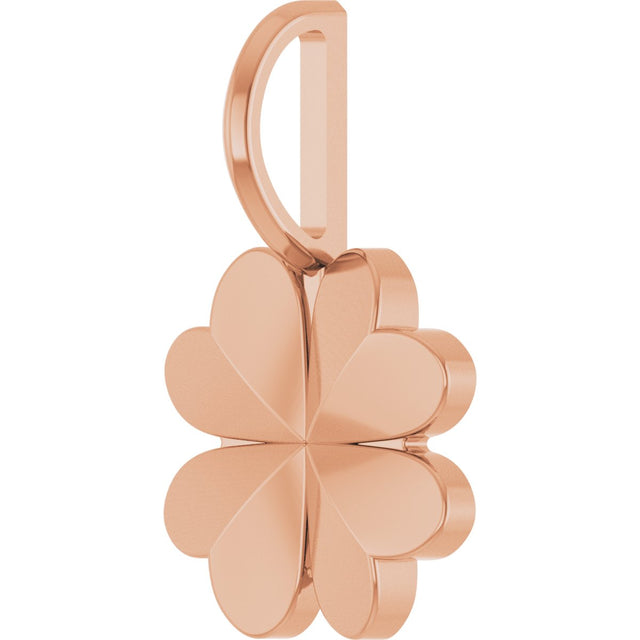 14K Gold Four-Leaf Clover Pendant – 17.48x10.74mm - Rose Gold - view 2