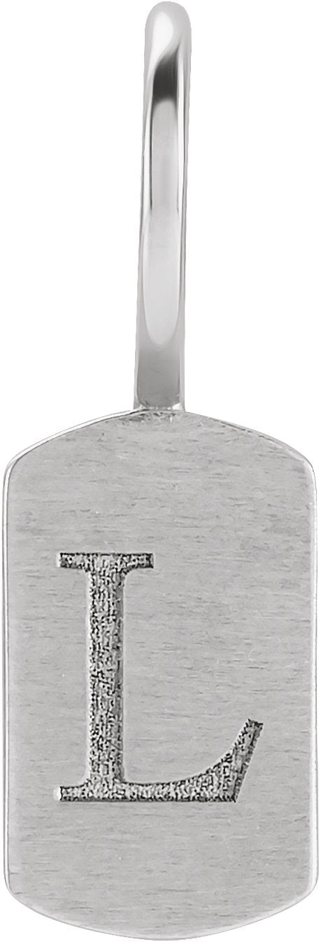 10K Gold Engravable Dog Tag Pendant - White Gold - view 4