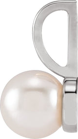 Platinum Cultured White Akoya Pearl Pearl Solitaire Pendant - view 2