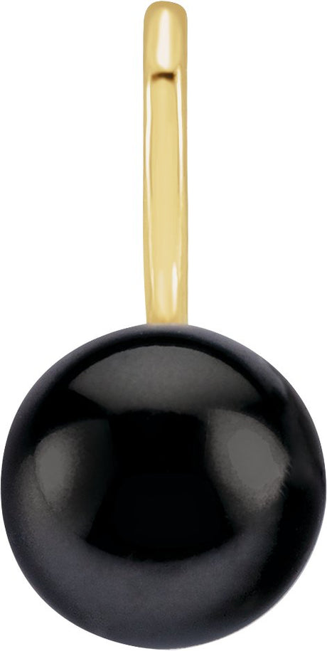 14K Gold Cultured Black Akoya Pearl Pearl Solitaire Pendant - Yellow Gold